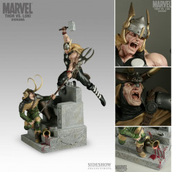  MARVEL COMICS Diorama Thor vs Loki Sideshow
