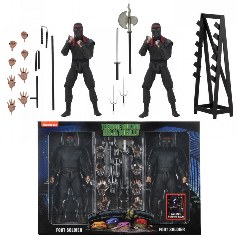 TORTUES NINJA Pack 2 Figurines Foot Soldiers & Weapons Rack 1990 Movie ...
