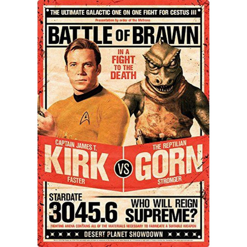 STAR TREK Plaque Métal Kirk vs Gorn Aquarius