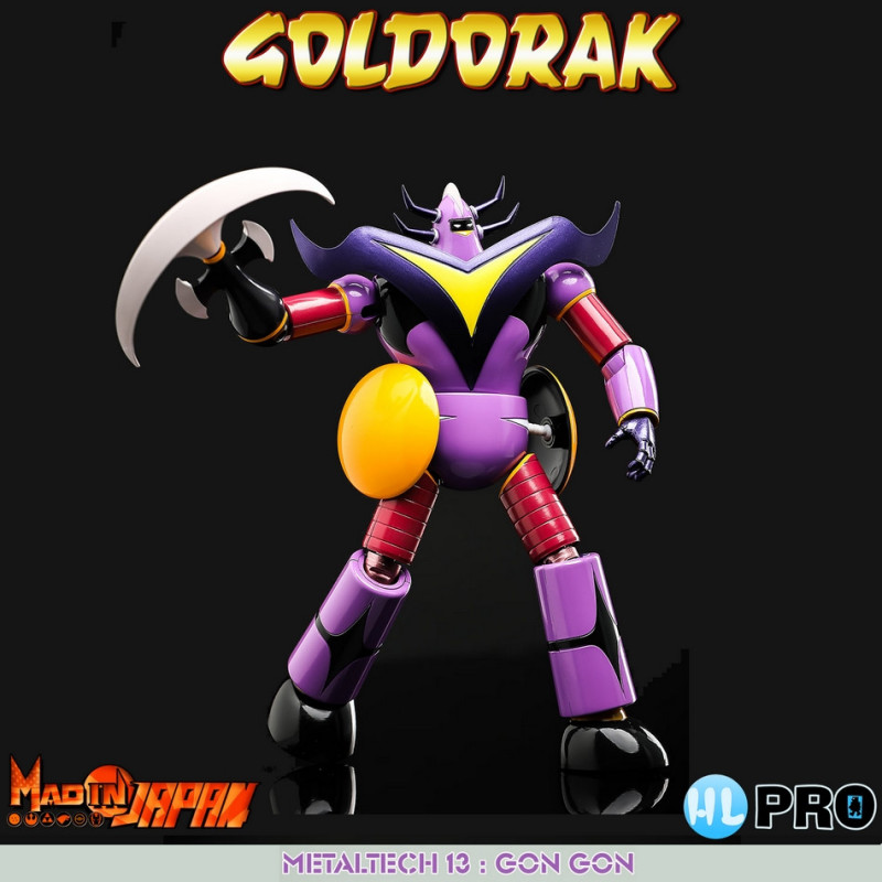 Figura Goldorak Gon Gon Metallic Color, 17 Cm, In Metallo E PVC, Edizione Metaltech