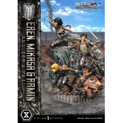 Statue Eren Mikasa & Armin Premium Masterline Prime 1 Studio Attack on Titan