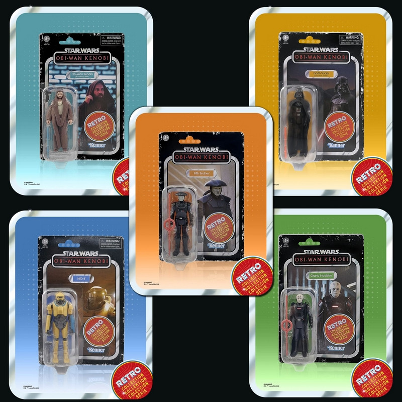 Pack De 2 Figurines Hasbro Star Wars Vintage : Obi-Wan Et Dark Vador, Neuves Sous Blister