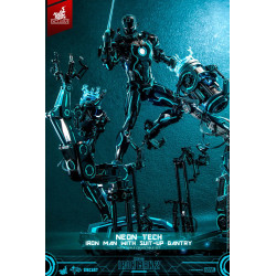 Figurine Neon Tech Iron Man with Suit-Up Gantry Hot Toys Iron Man 2