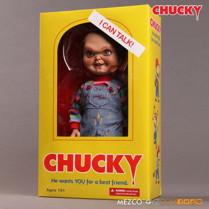 Poupée Chucky Good Guy - 38cm | Version Souriante | Fonction Sonore | Collection Mezco Toys | Figurine Parlante