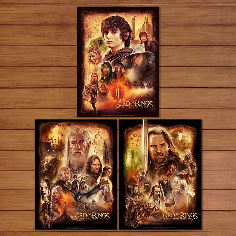 Pack 3 Impressions Art Print Trilogie Le Seigneur des Anneaux Sideshow Le Seigneur des Anneaux