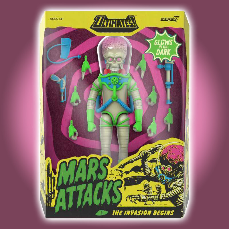 Figurine Ultimates Martian Invasion Begins Glow In The Dark Super7 Mars Attacks