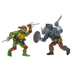 Figurines Raphael vs Rocksteady 1988 Remastered Playmates Tortues Ninja