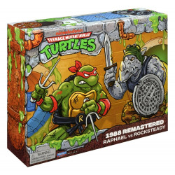 Figurines Raphael vs Rocksteady 1988 Remastered Playmates Tortues Ninja