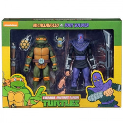 TORTUES NINJA Pack Figurines Michelangelo vs Foot Soldier Neca