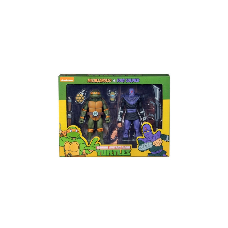 TORTUES NINJA Pack Figurines Michelangelo vs Foot Soldier Neca