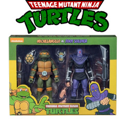  TORTUES NINJA Pack Figurines Michelangelo vs Foot Soldier Neca