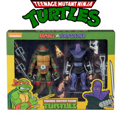  TORTUES NINJA Pack Figurines Raphael vs Foot Soldier Neca