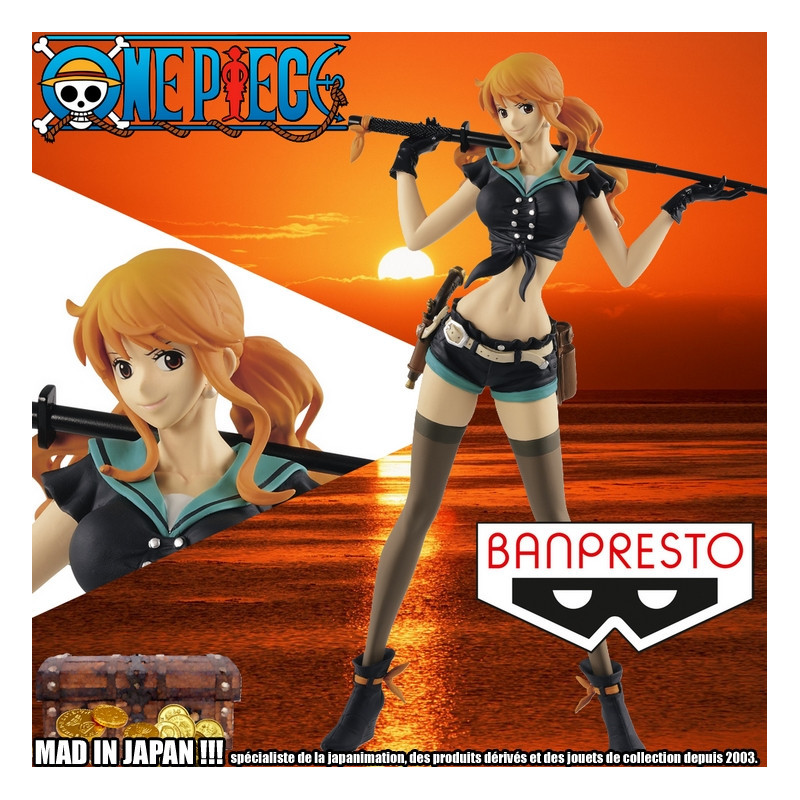 Nami Figure HKXZM Anime 25CM One Piece Flag Diamond Ship Nami PVC