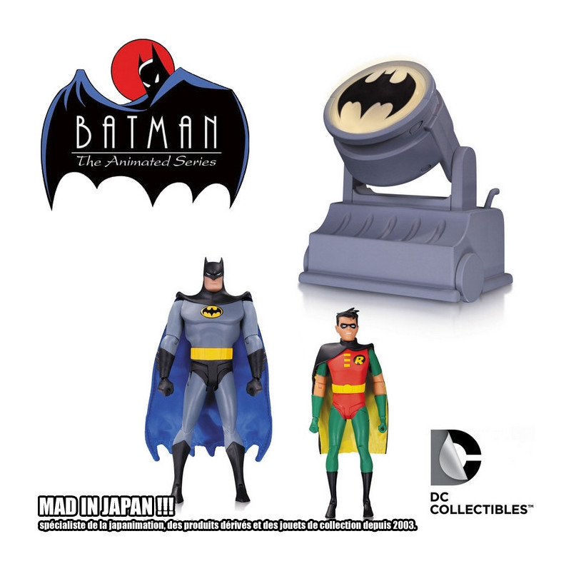 BATMAN ANIMATED figurines articulées Batman & Robin + Bat Signal DC Collectibles