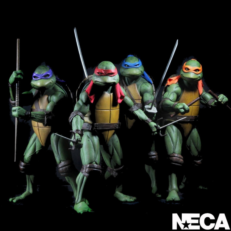 TORTUES NINJA Pack 4 figurines 14 1990 Movie Version Neca