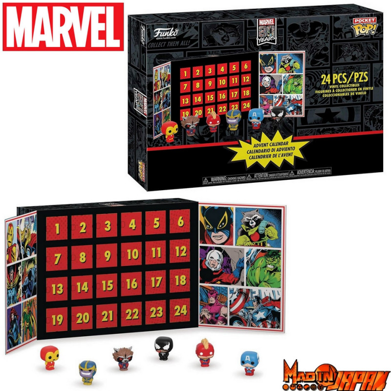 Funko Advent Calendar Marvel Holiday Groot - Calendrier De L'Avent 24 Mini Figurines Vinyle Marvel Comics - Cadeau Noël