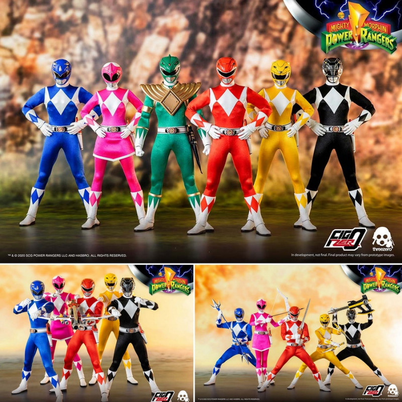 Mighty Morphin Power Rangers Pack Figurines Core Rangers + Green Ranger ...