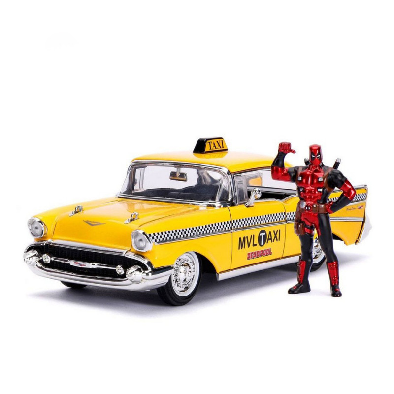 DEADPOOL Réplique Yello Taxi Chevy 1957 Bel Air Jada Toys 124ème DEADPOOL Réplique Yello Taxi Chevy 1957 Bel Air Jada Toys 124ème